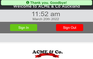 Sign out screen